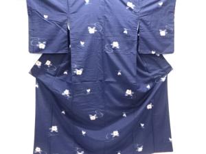 花模様織出し手織り紬着物